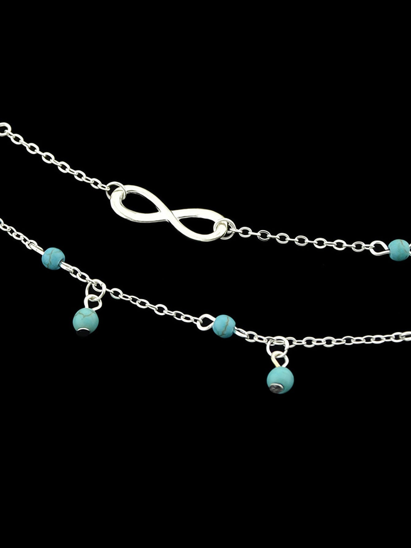 Double layer Chain Turquoise Infinity Anklet