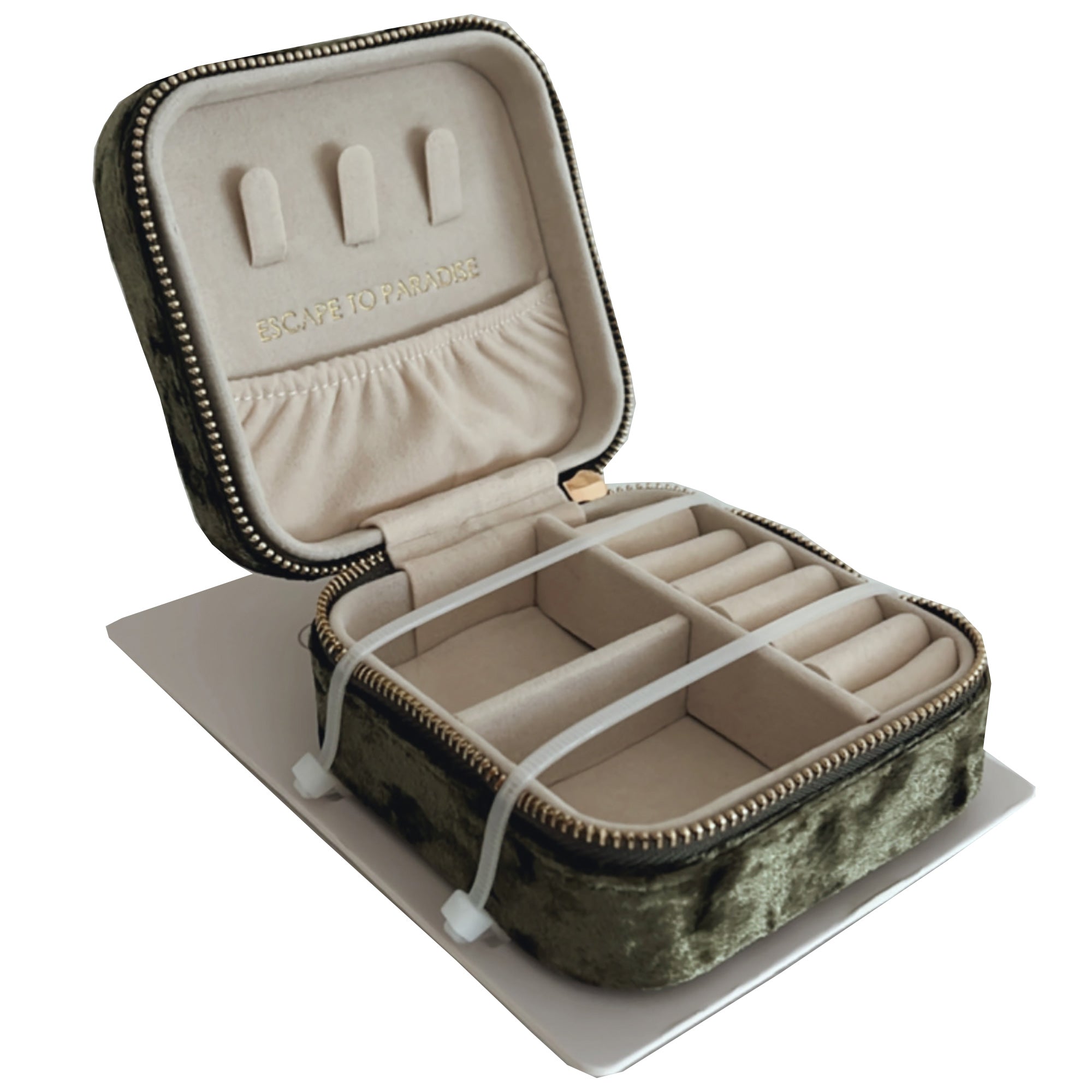 Small Velvet Jewellery Box-Green