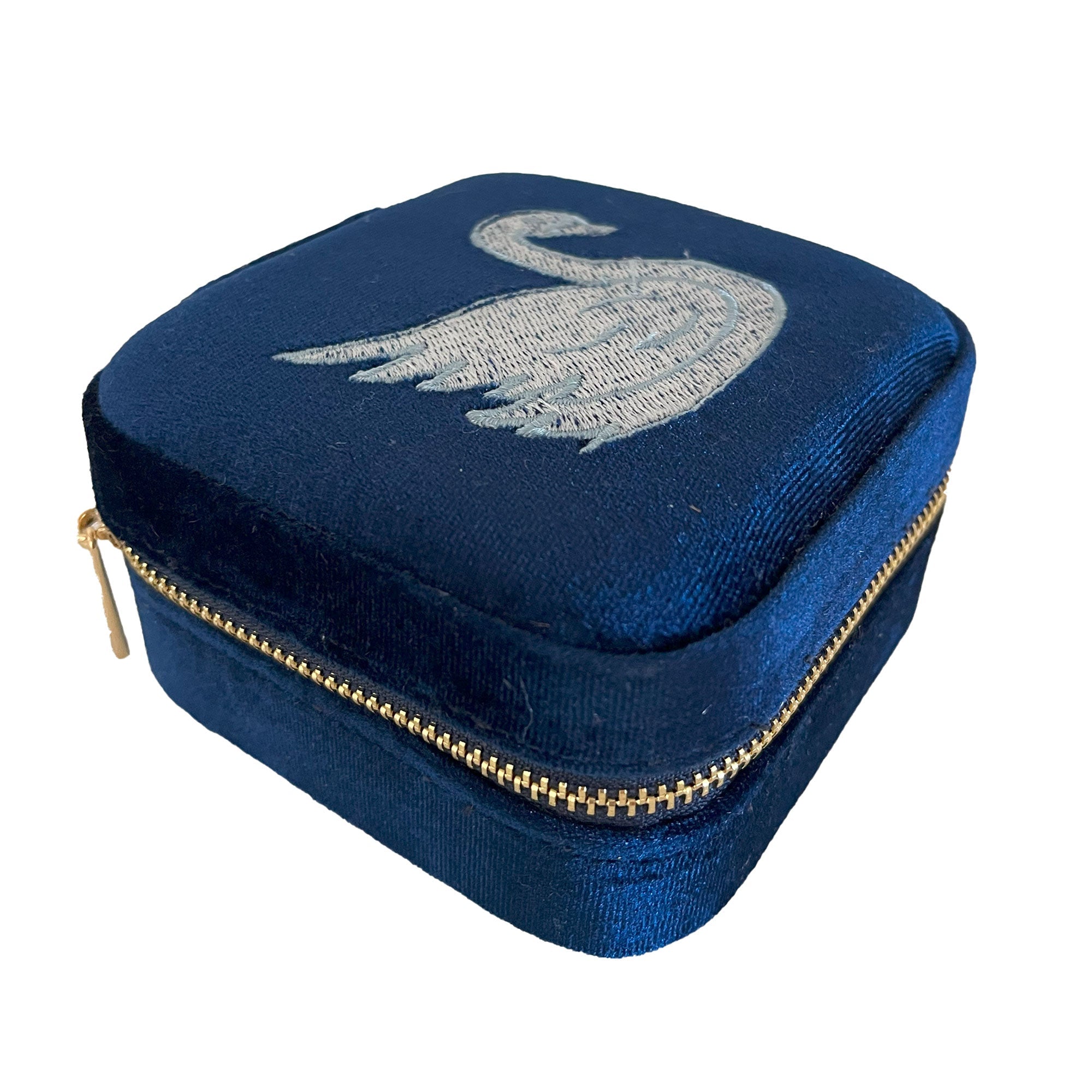 Small Velvet Jewellery Box-Swan