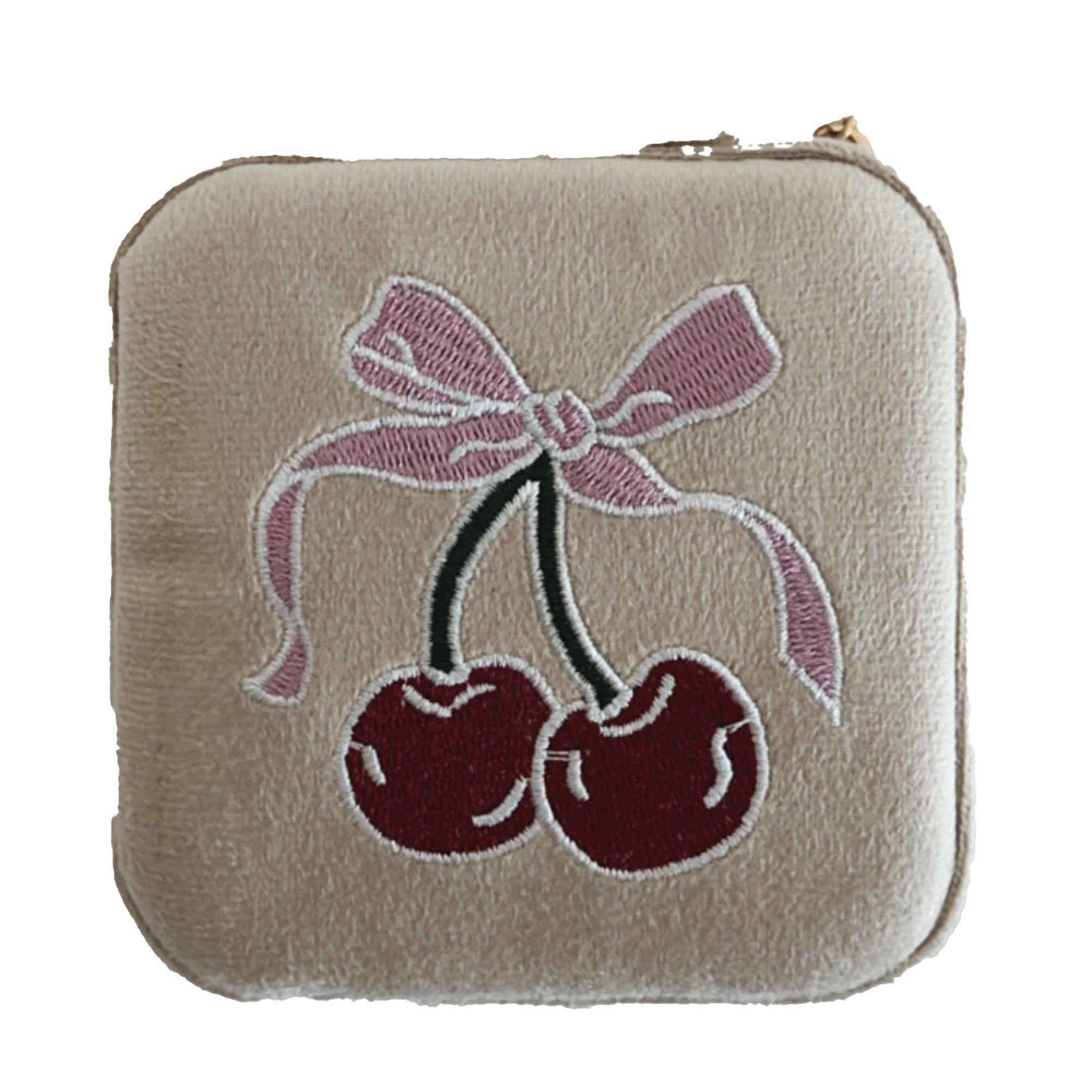 Small Velvet Jewellery Box-Cherry