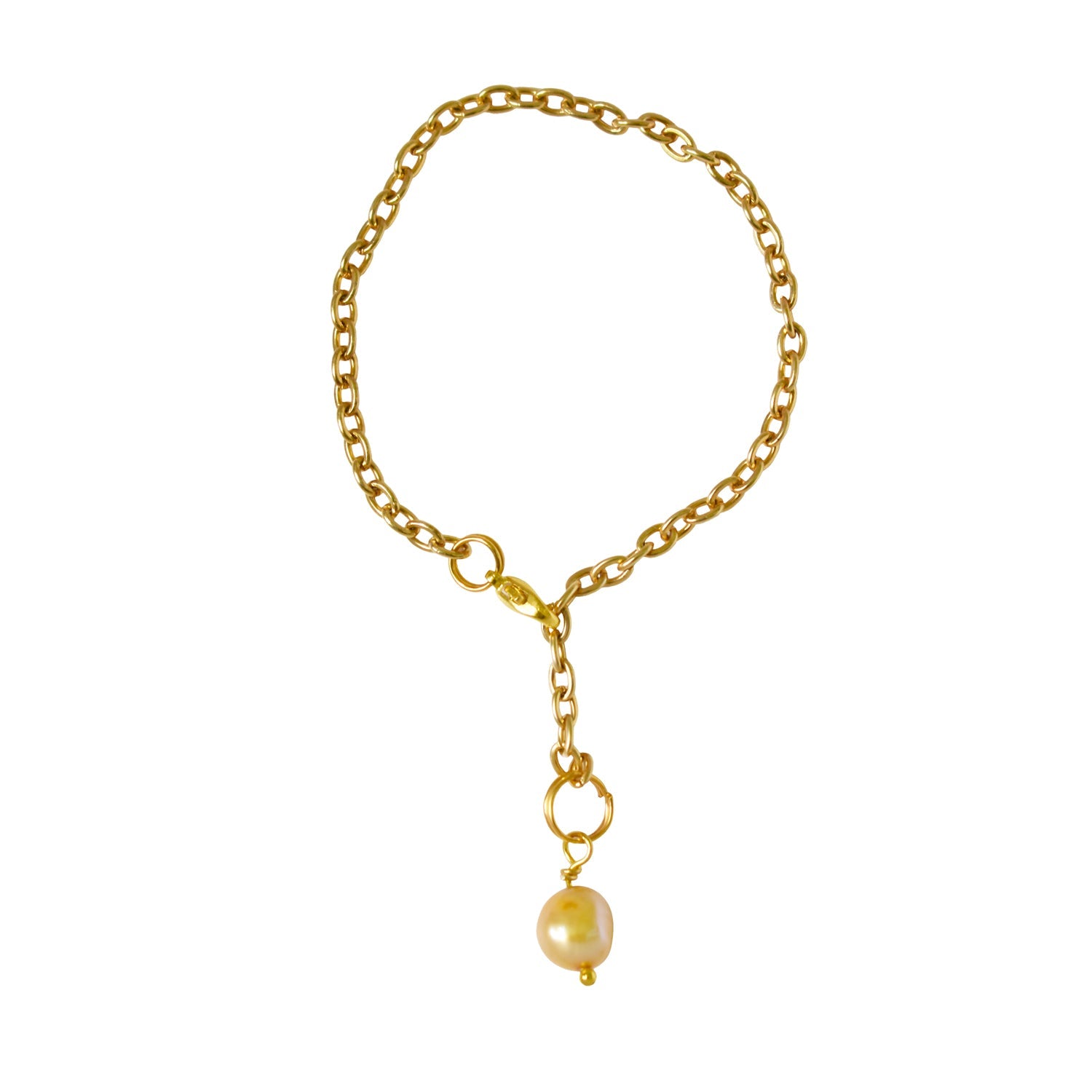 Gold freshwater pearl adjustable bracelet
