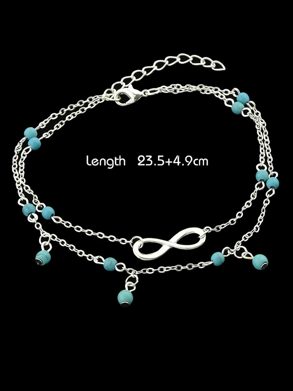 Double layer Chain Turquoise Infinity Anklet