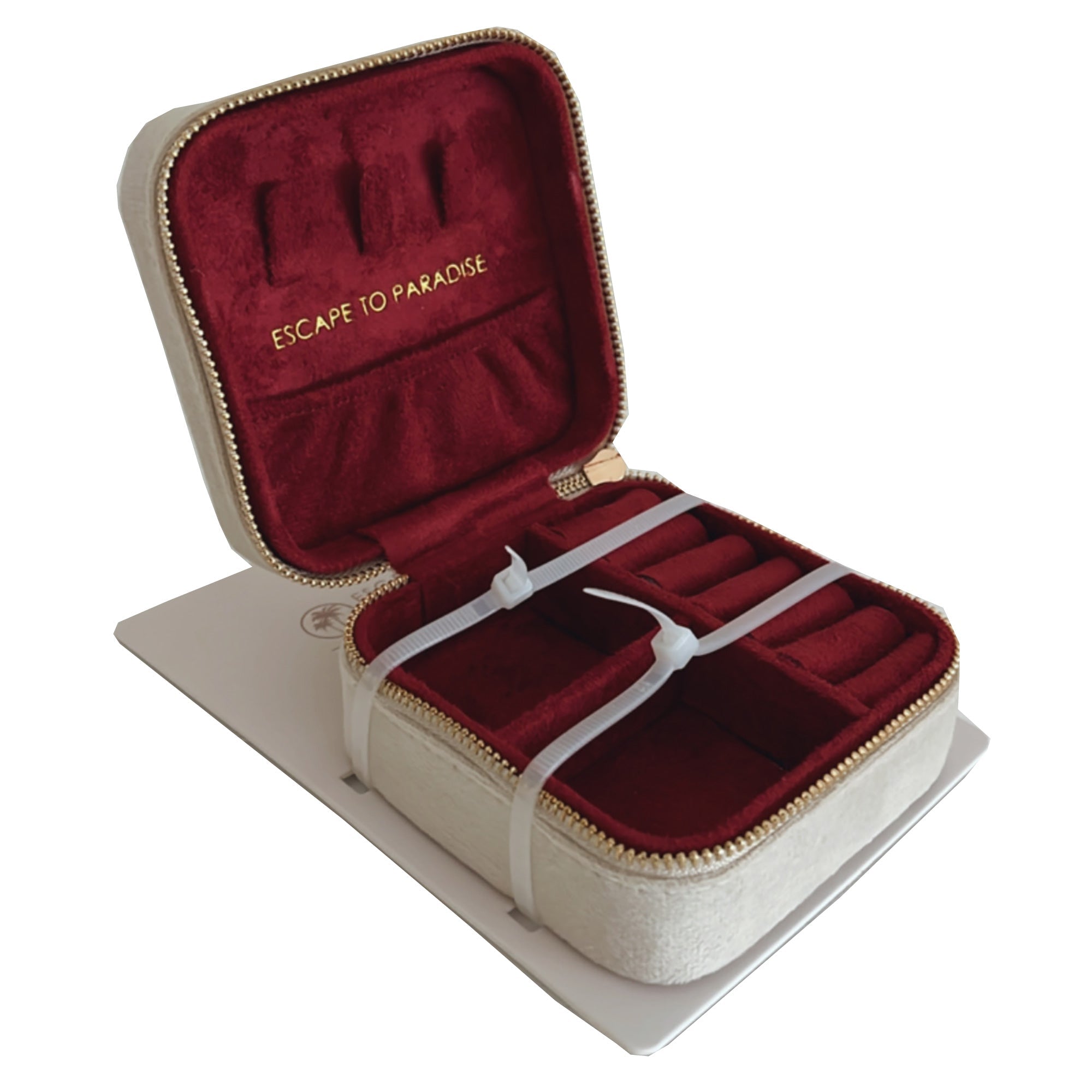 Small Velvet Jewellery Box-Cherry