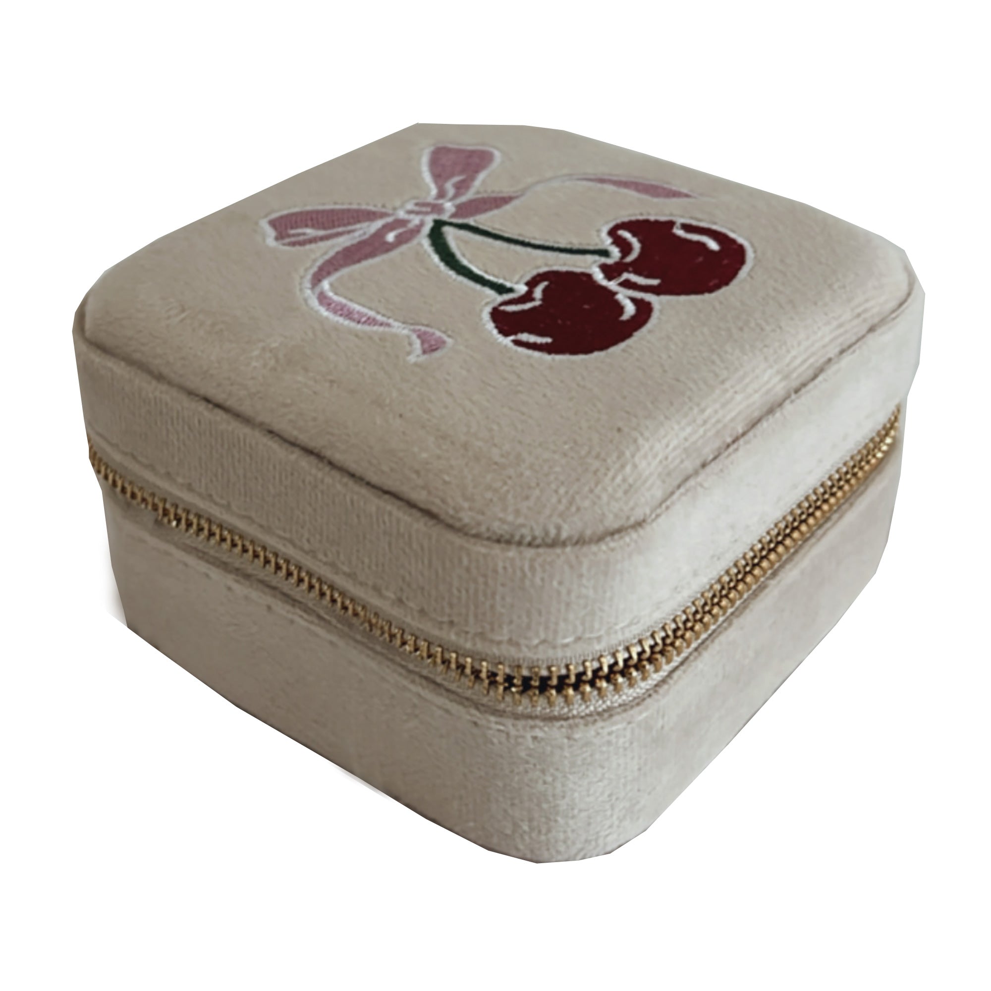 Small Velvet Jewellery Box-Cherry