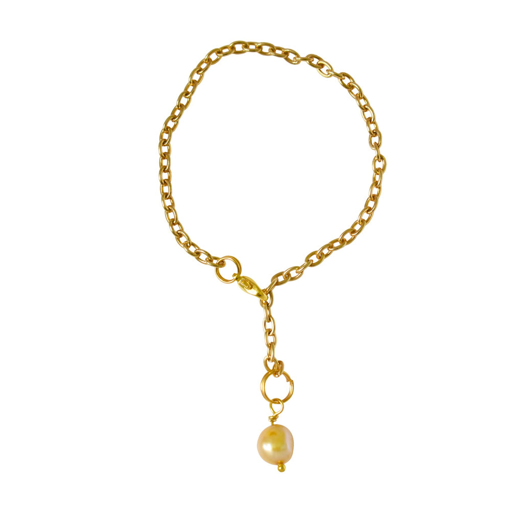 Gold freshwater pearl adjustable bracelet