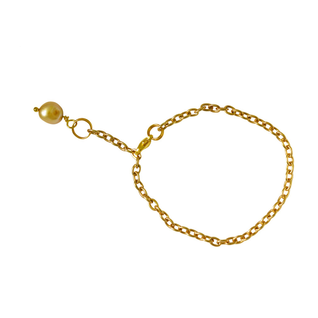 Gold freshwater pearl adjustable bracelet