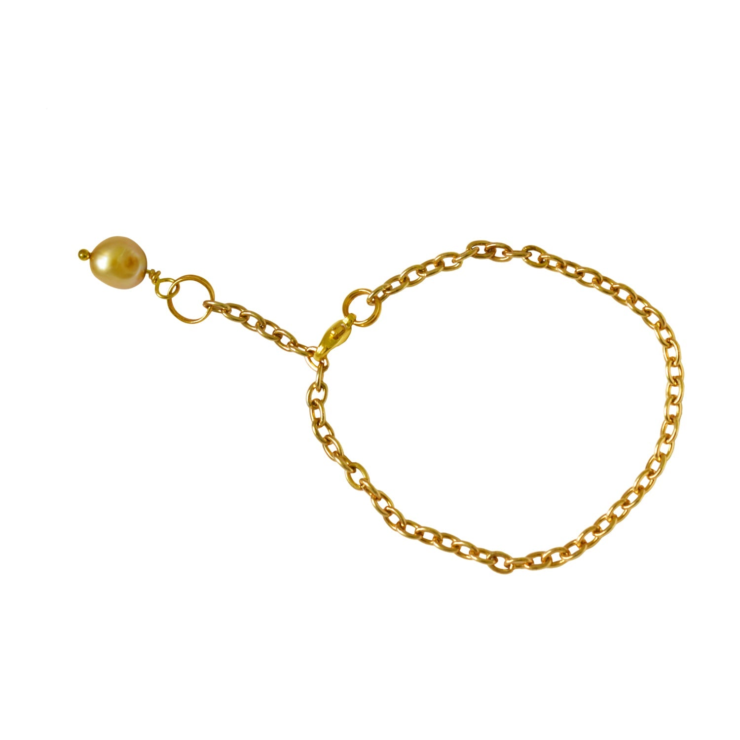 Gold freshwater pearl adjustable bracelet