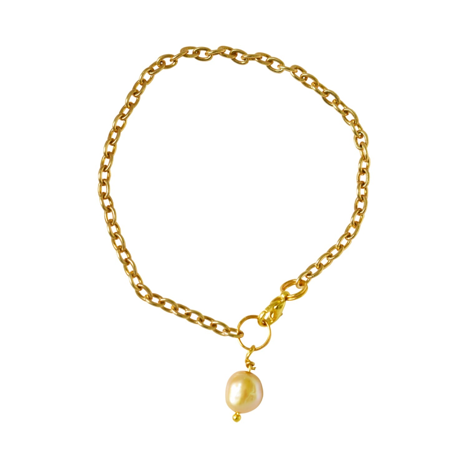 Gold freshwater pearl adjustable bracelet
